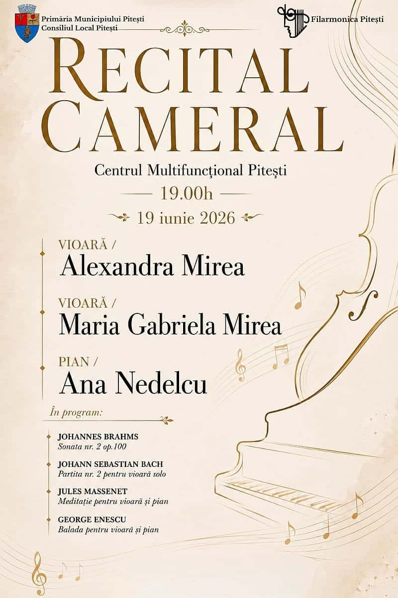 Recital Cameral - Filarmonica Pitesti - 19 iun 2026, la Filarmonica Pitesti, Pitești