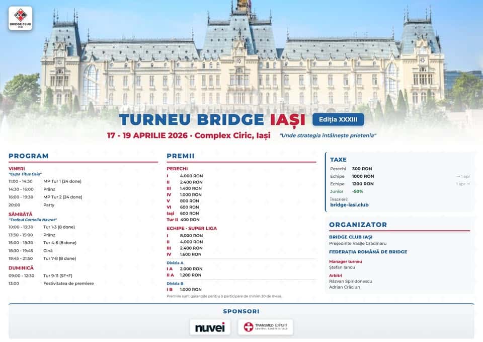 Turneu Bridge - Ediția XXXIII, la Complex Hotelier Ciric, Iași